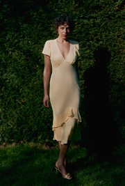 Corinne Frill Crepe Dress