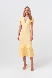 Corinne Frill Crepe Dress