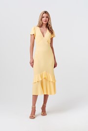 Corinne Frill Crepe Dress