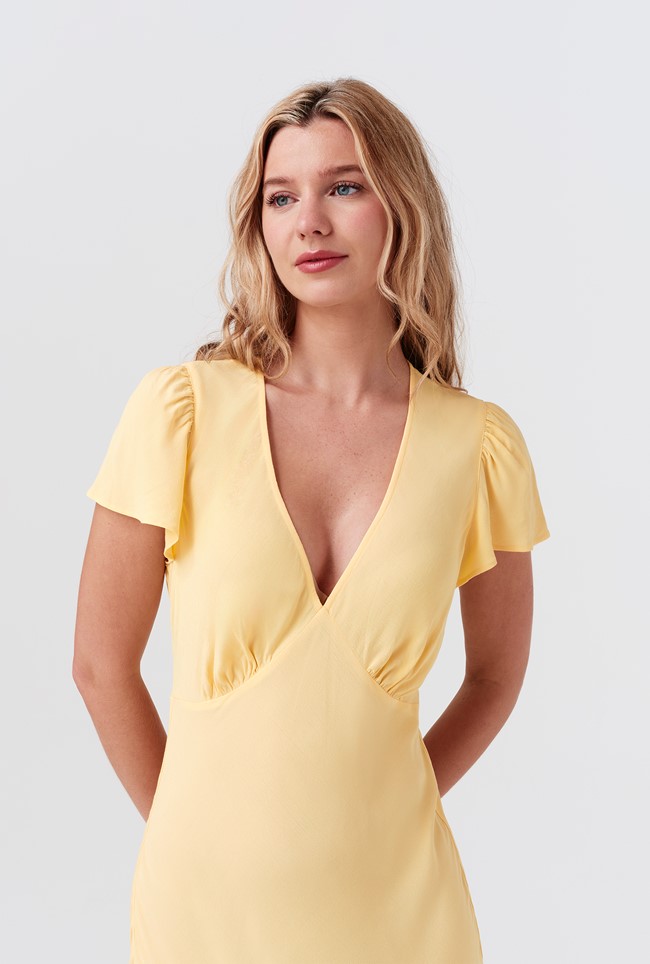 Corinne Frill Crepe Dress