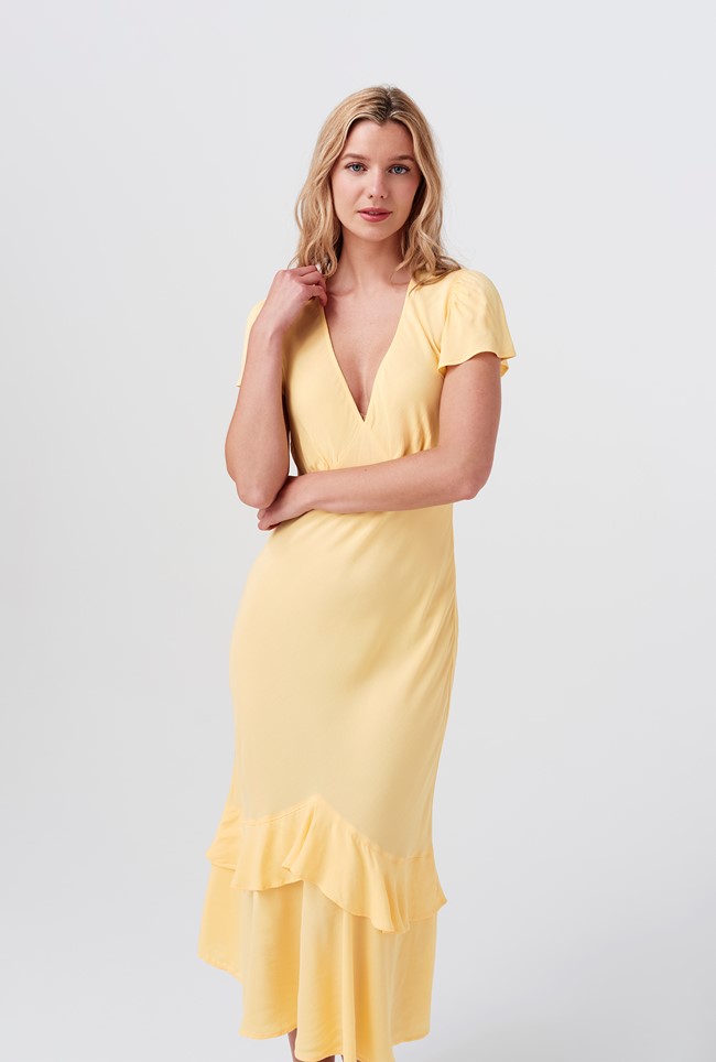 Corinne Frill Crepe Dress