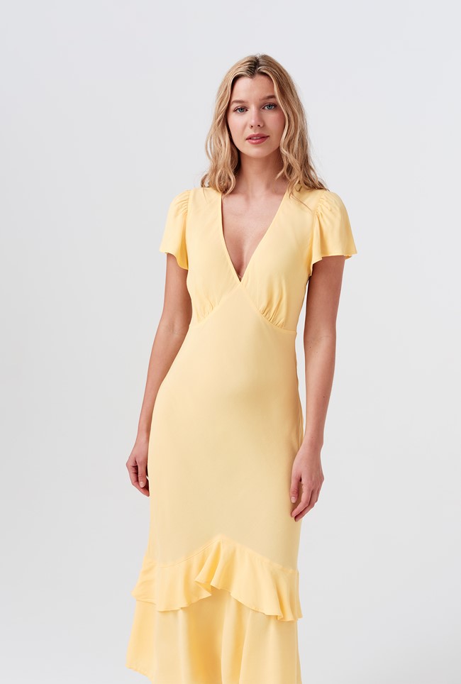 Corinne Frill Crepe Dress