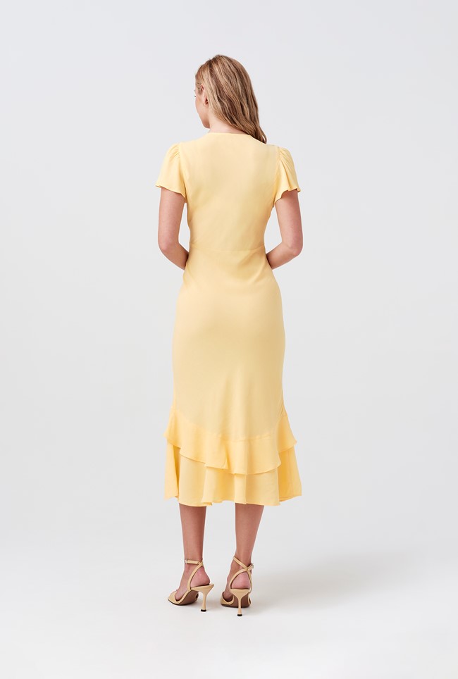 Corinne Frill Crepe Dress