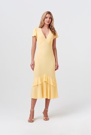 Corinne Frill Crepe Dress