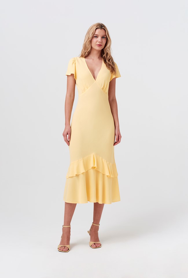 Corinne Frill Crepe Dress