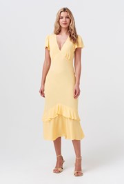 Corinne Frill Crepe Dress