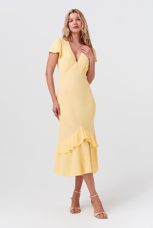 Corinne Frill Crepe Dress