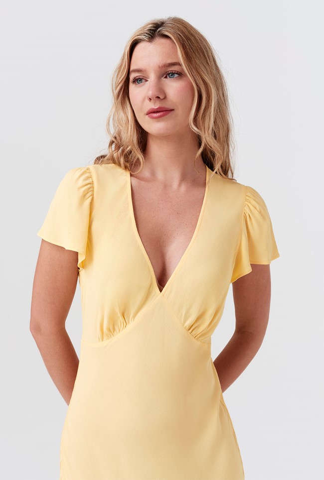Corinne Frill Crepe Dress