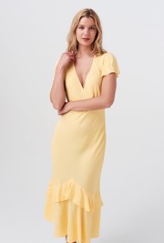 Corinne Frill Crepe Dress
