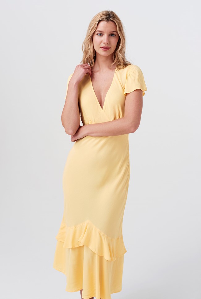 Corinne Frill Crepe Dress