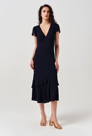 Corinne Frill Crepe Dress