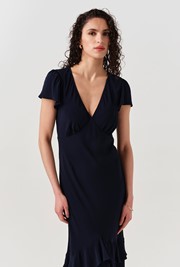 Corinne Frill Crepe Dress