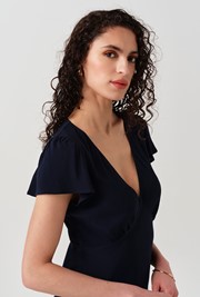 Corinne Frill Crepe Dress