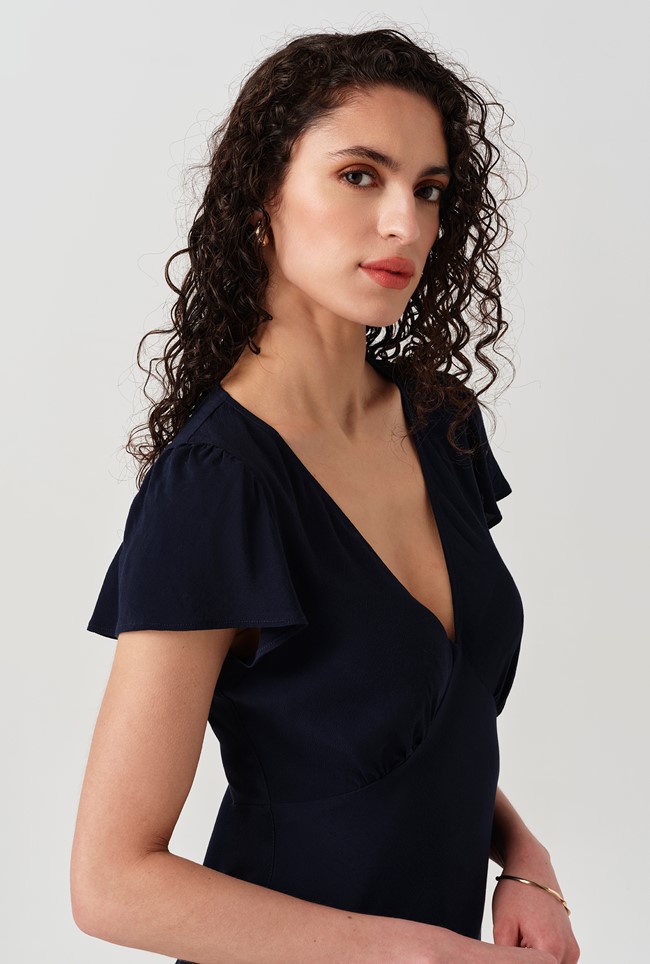 Corinne Frill Crepe Dress