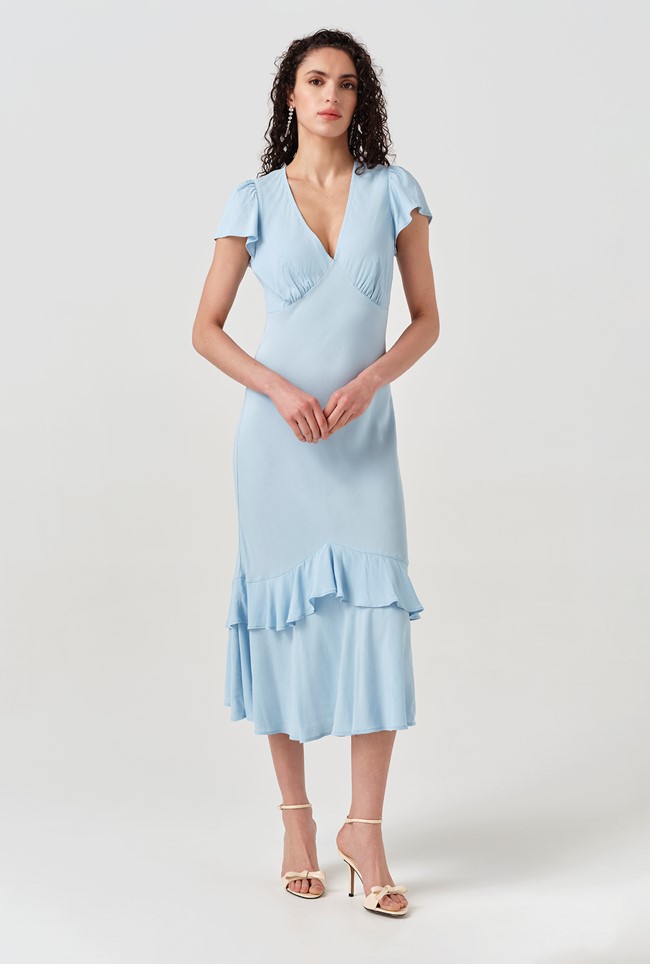Corinne Frill Crepe Dress