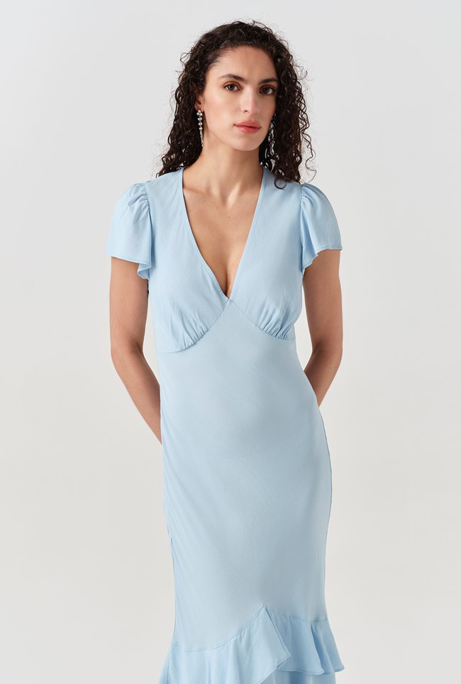 Corinne Frill Crepe Dress