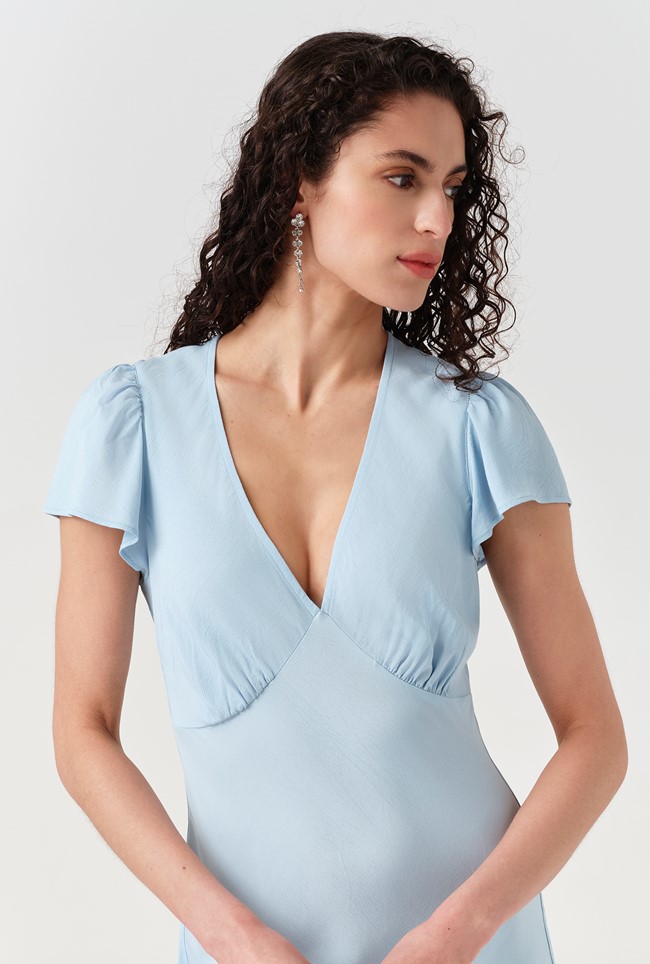 Corinne Frill Crepe Dress