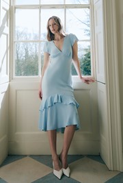 Corinne Frill Crepe Dress