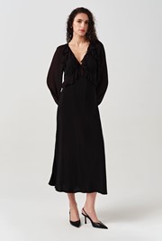 Naomi Long Sleeve Frill Midi Dress