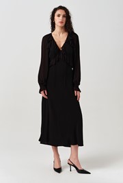 Naomi Long Sleeve Frill Midi Dress