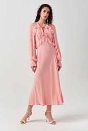 Naomi Long Sleeve Frill Midi Dress