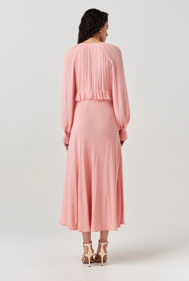 Naomi Long Sleeve Frill Midi Dress