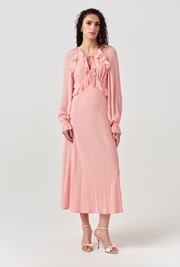 Naomi Long Sleeve Frill Midi Dress
