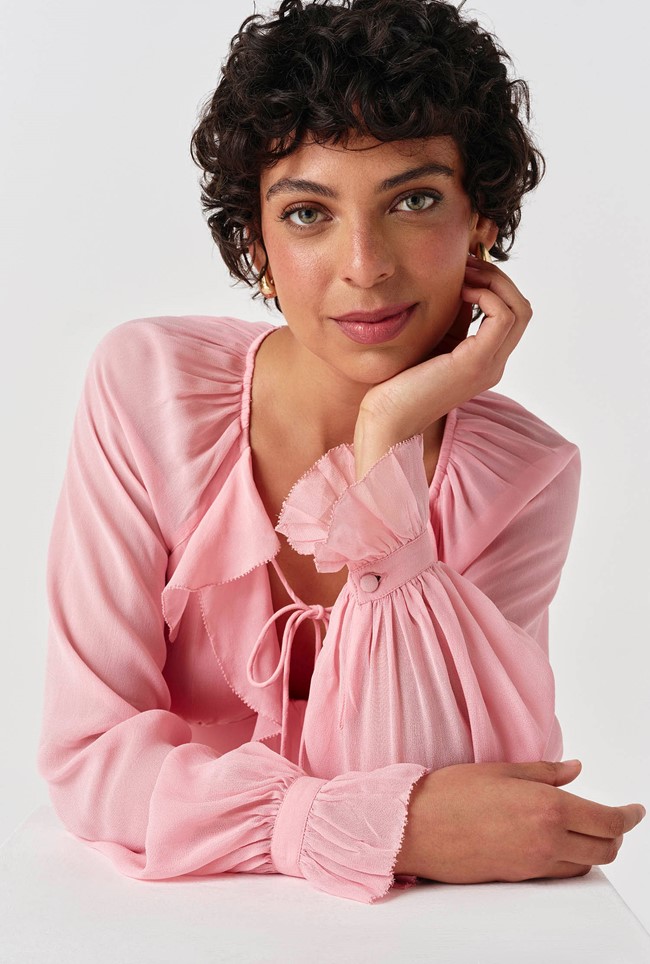 Naomi Long Sleeve Frill Midi Dress