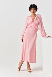 Naomi Long Sleeve Frill Midi Dress