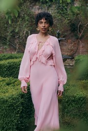 Naomi Long Sleeve Frill Midi Dress