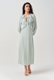 Naomi Long Sleeve Frill Midi Dress