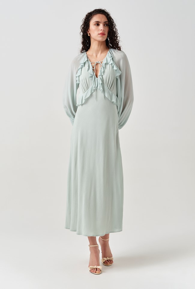 Naomi Long Sleeve Frill Midi Dress