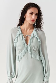 Naomi Long Sleeve Frill Midi Dress