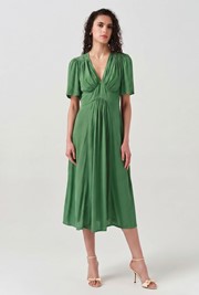Rosalie Angel Sleeve Crepe Midi Dress