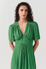 Rosalie Angel Sleeve Crepe Midi Dress