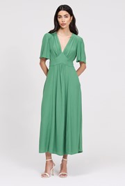 Rosalie Angel Sleeve Crepe Midi Dress