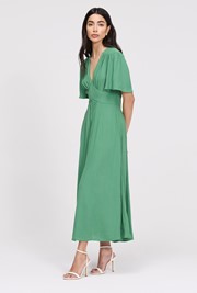 Rosalie Angel Sleeve Crepe Midi Dress