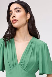 Rosalie Angel Sleeve Crepe Midi Dress