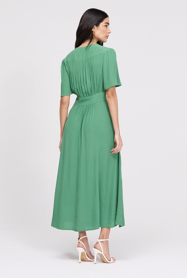 Rosalie Angel Sleeve Crepe Midi Dress