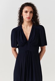 Rosalie Angel Sleeve Crepe Midi Dress