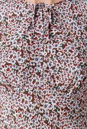 Clarissa Ditsy Tie Front Midi Dress