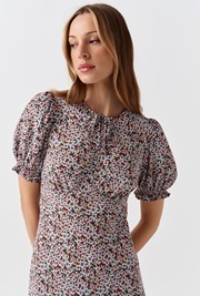 Clarissa Ditsy Tie Front Midi Dress