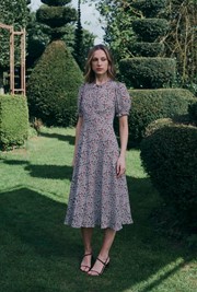 Clarissa Ditsy Tie Front Midi Dress