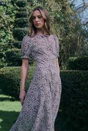Clarissa Ditsy Tie Front Midi Dress