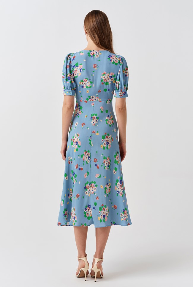 Dorothy Floral Bow Crepe Midi Dress