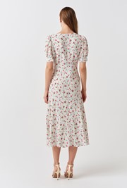 Dorothy Floral Bow Crepe Midi Dress