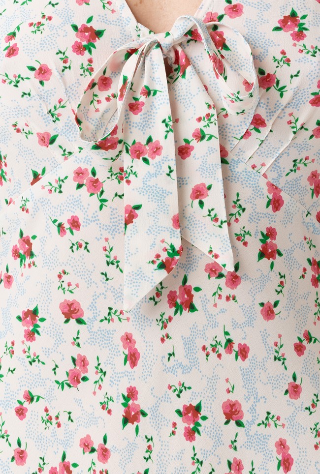 Dorothy Floral Bow Crepe Midi Dress