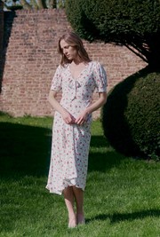 Dorothy Floral Bow Crepe Midi Dress