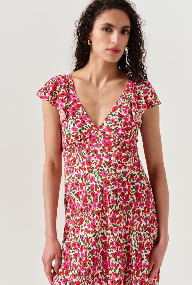 Maya Floral Crepe Midi Dress