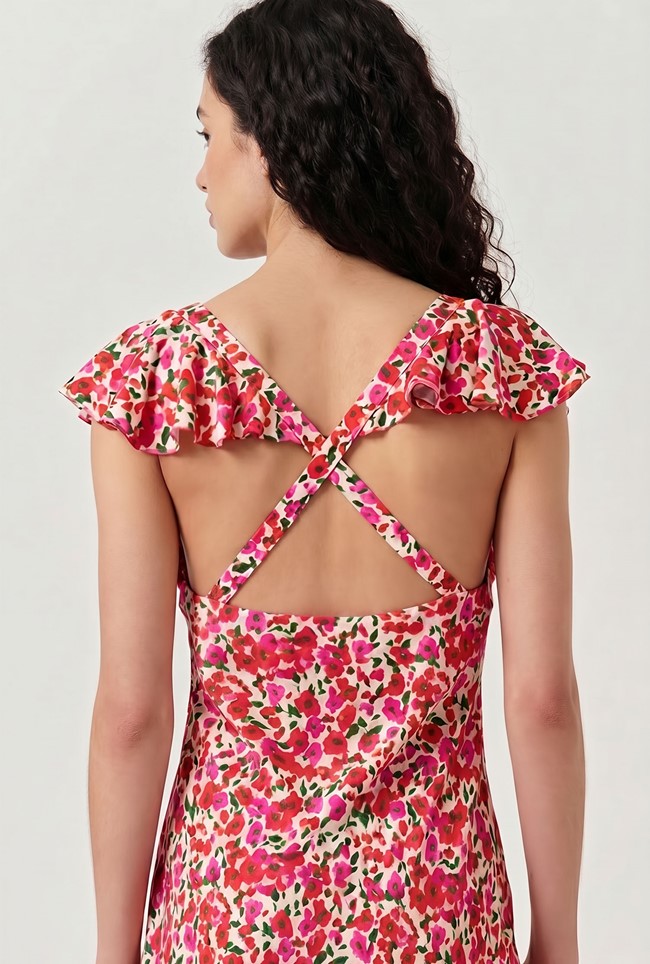 Maya Floral Crepe Midi Dress